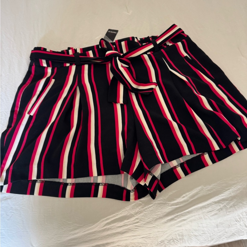 Torrid Black and Pink Striped High Waist Shorts